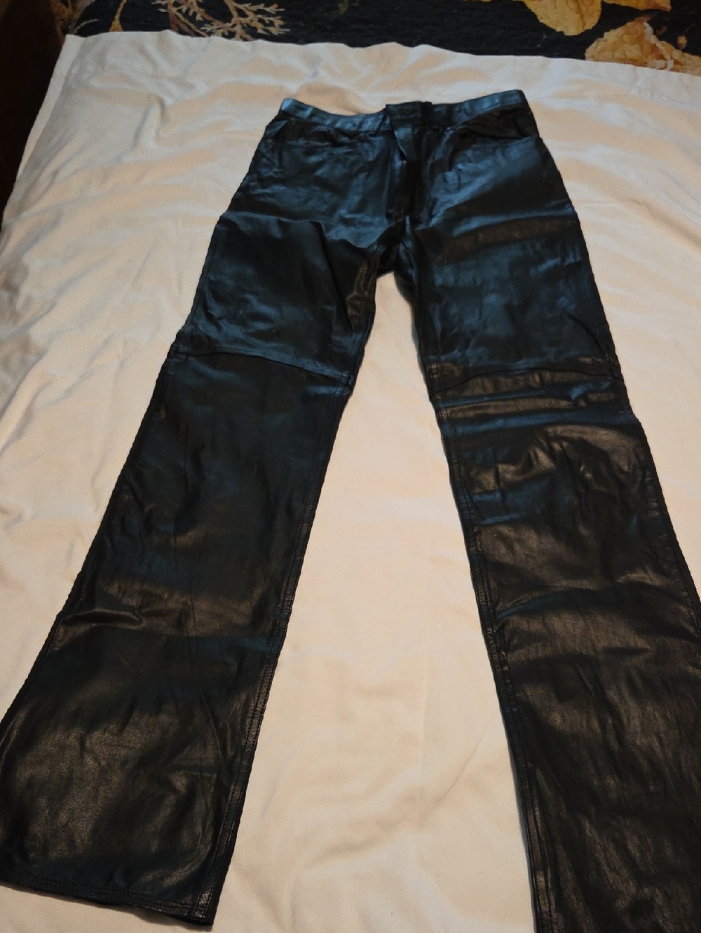 #H1019 Deerskin Black Leather Pants
